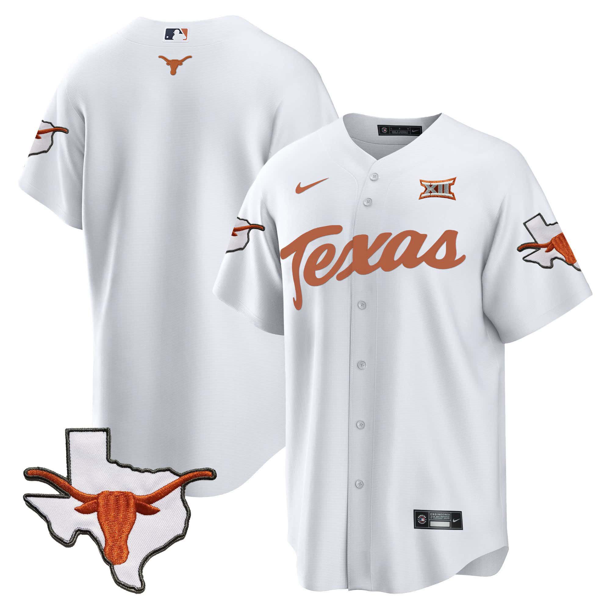 Men Texas Longhorns Blank White 2024 Baseball NCAA Jersey